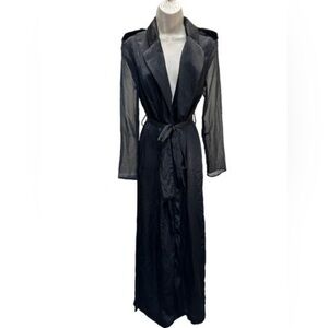 Naked Wardrobe Black Kimono/duster front tie satin